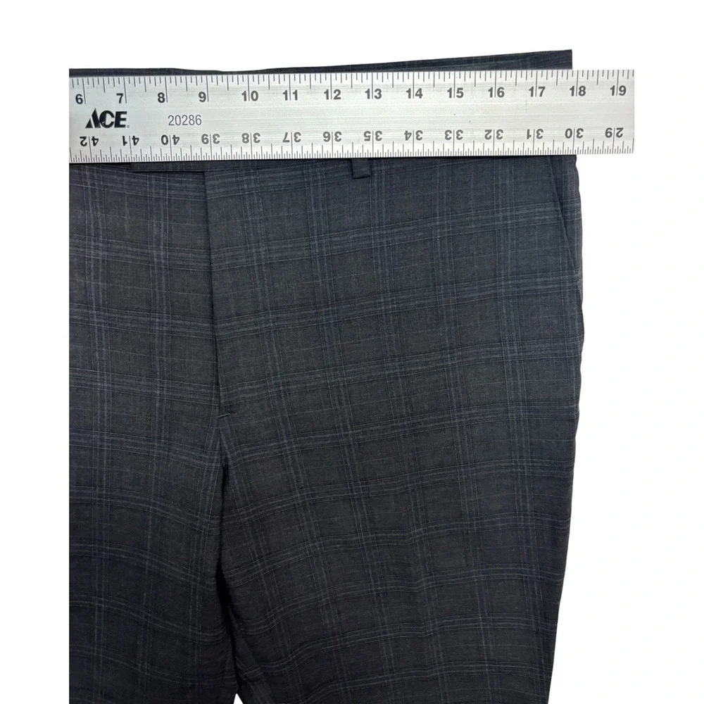 Banana Republic 34x30‎ Gray Windowpane Plaid Dress Suit Pants Trousers Wool Mens